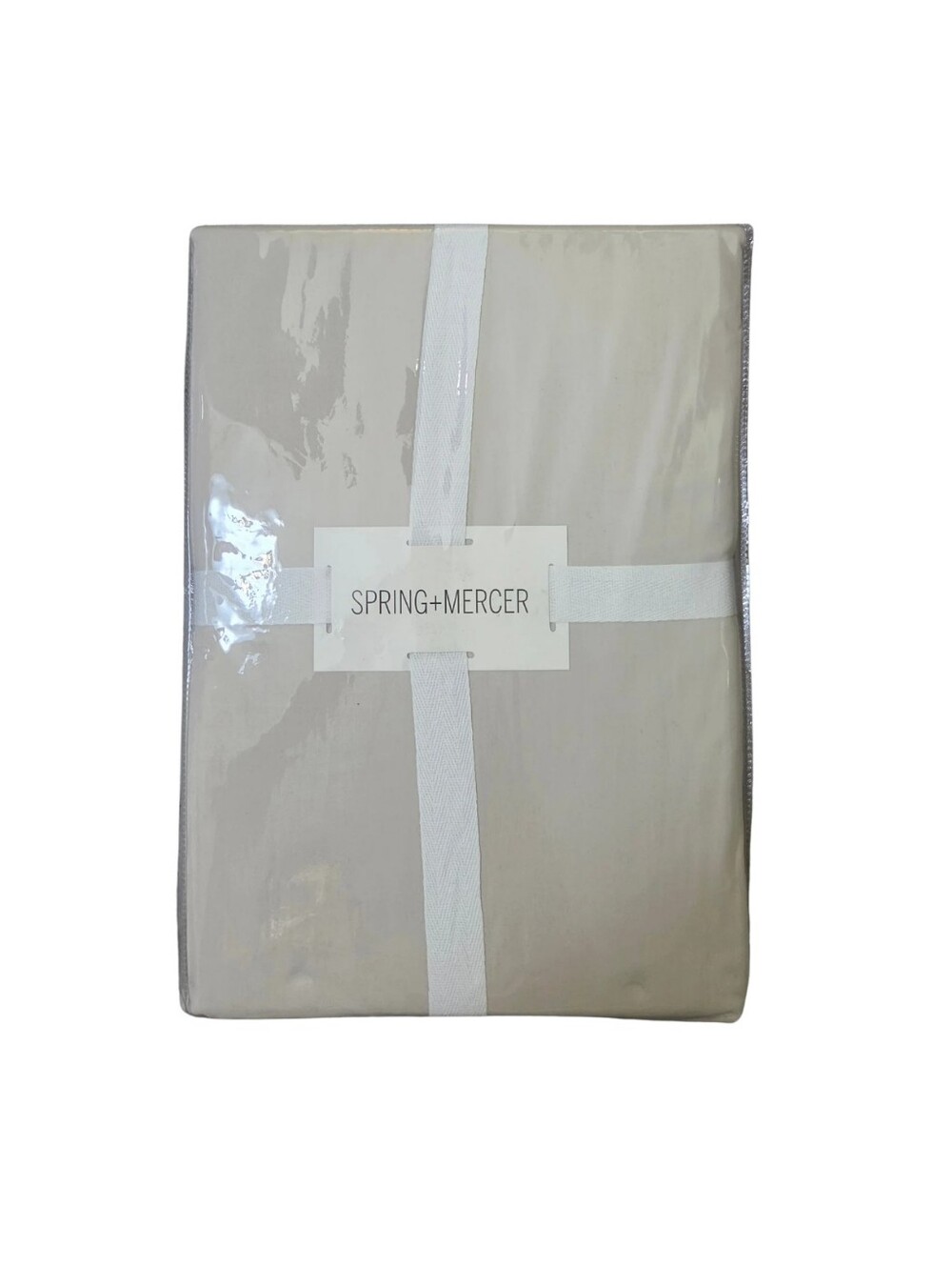 Spring+Mercer 100% Cotton Percale King Sheet Set Stone Beige Cottage Luxe